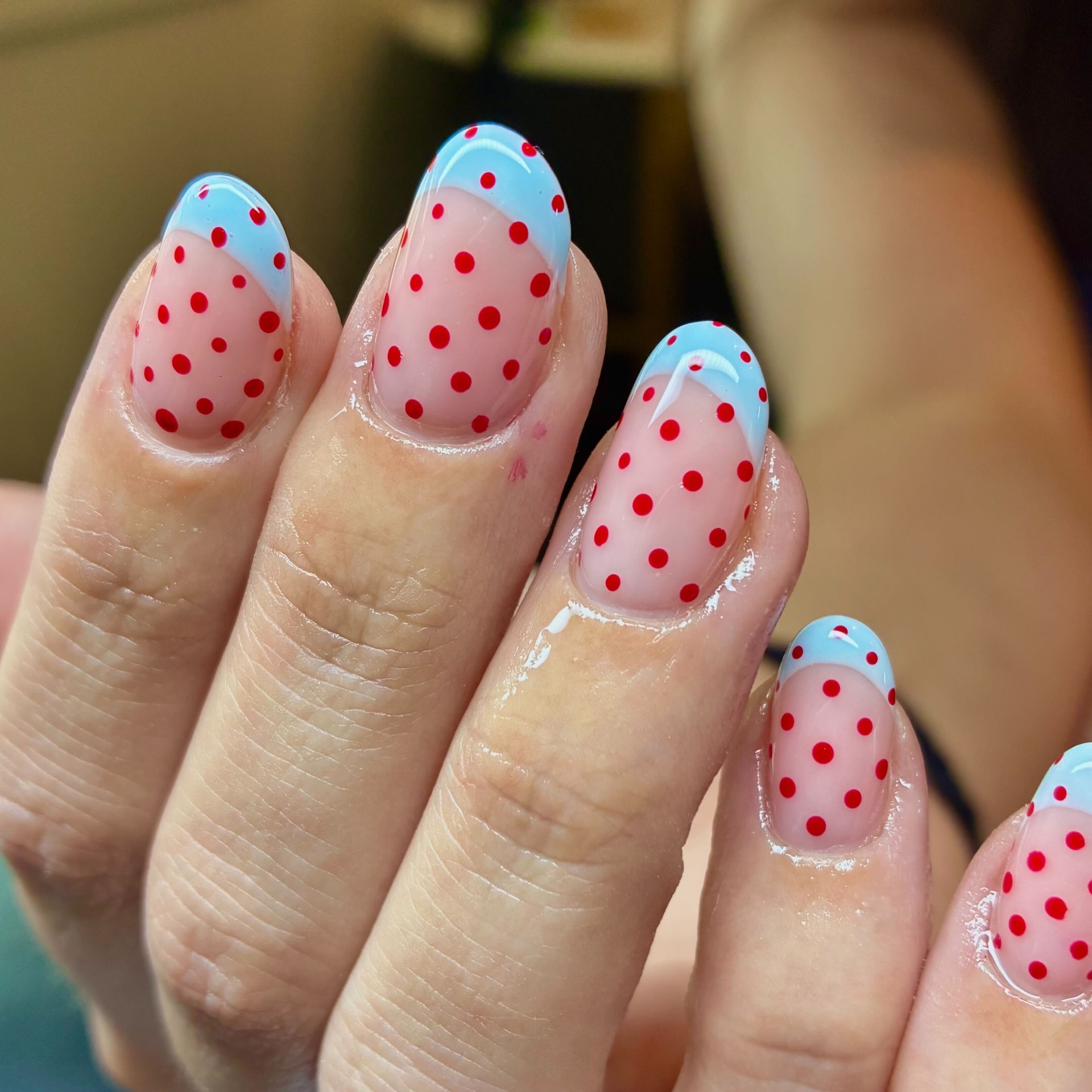 Red polka dot French tips
